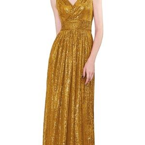 Elegant Gold Sequin Evening Gown